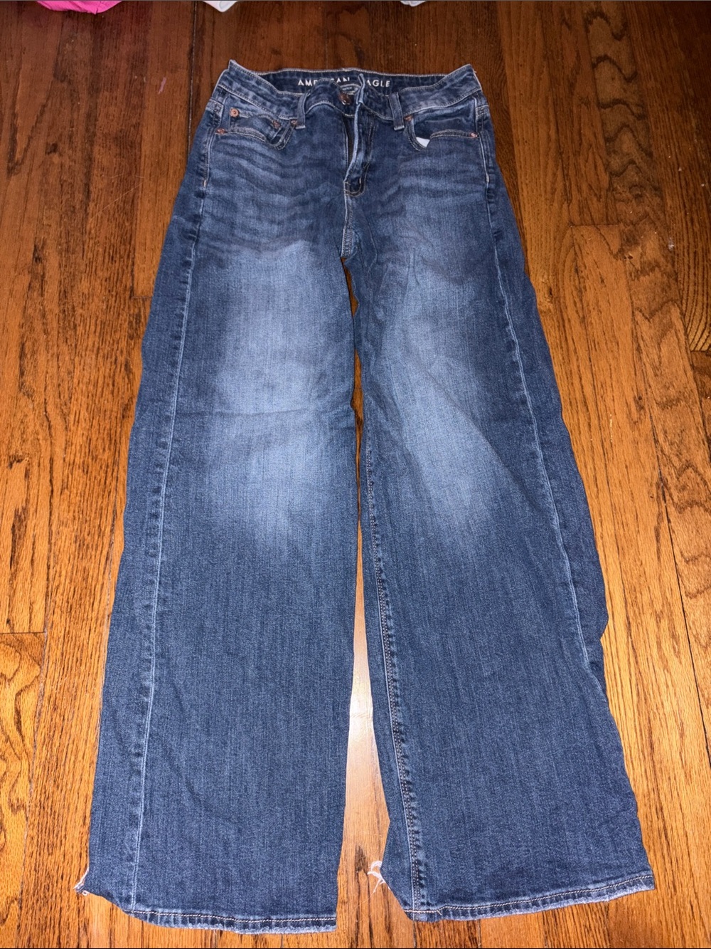 American Eagle Outfitters Women's Wide Leg Jeans — Medium Blue Wash